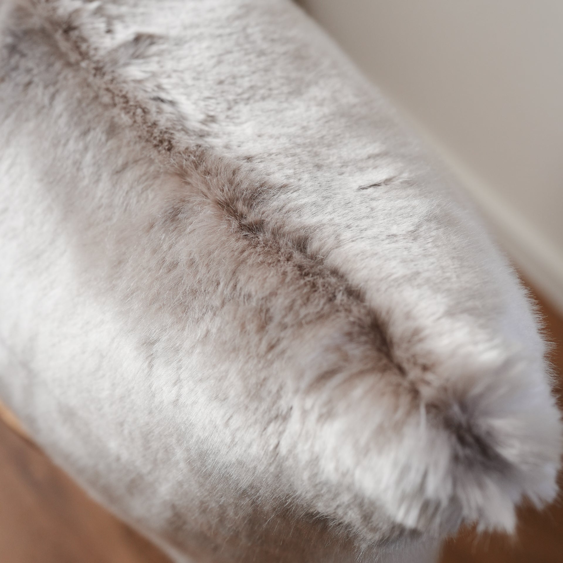 Silver Faux Fur Lumbar Pillow 16x24