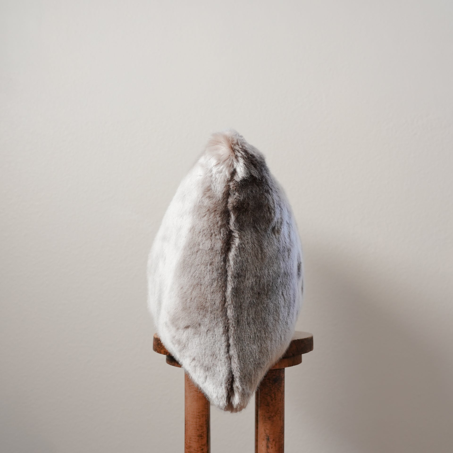 Silver Faux Fur Lumbar Pillow 16x24