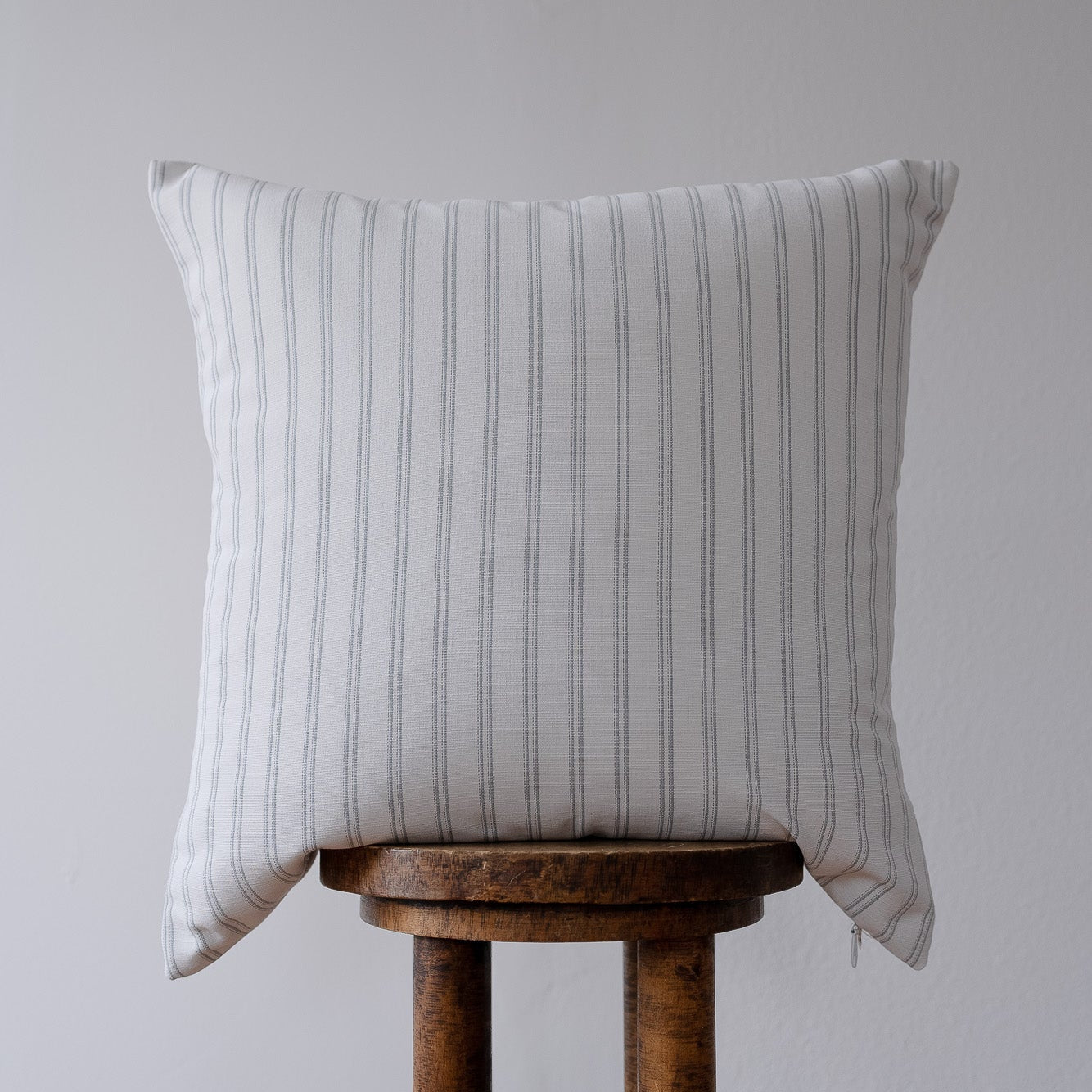 Blue Stitch on White Linen Pillow 22x22