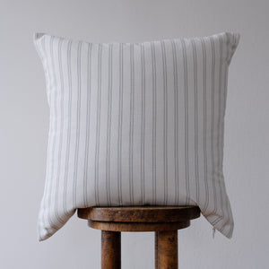 Blue Stitch on White Linen Pillow 22x22
