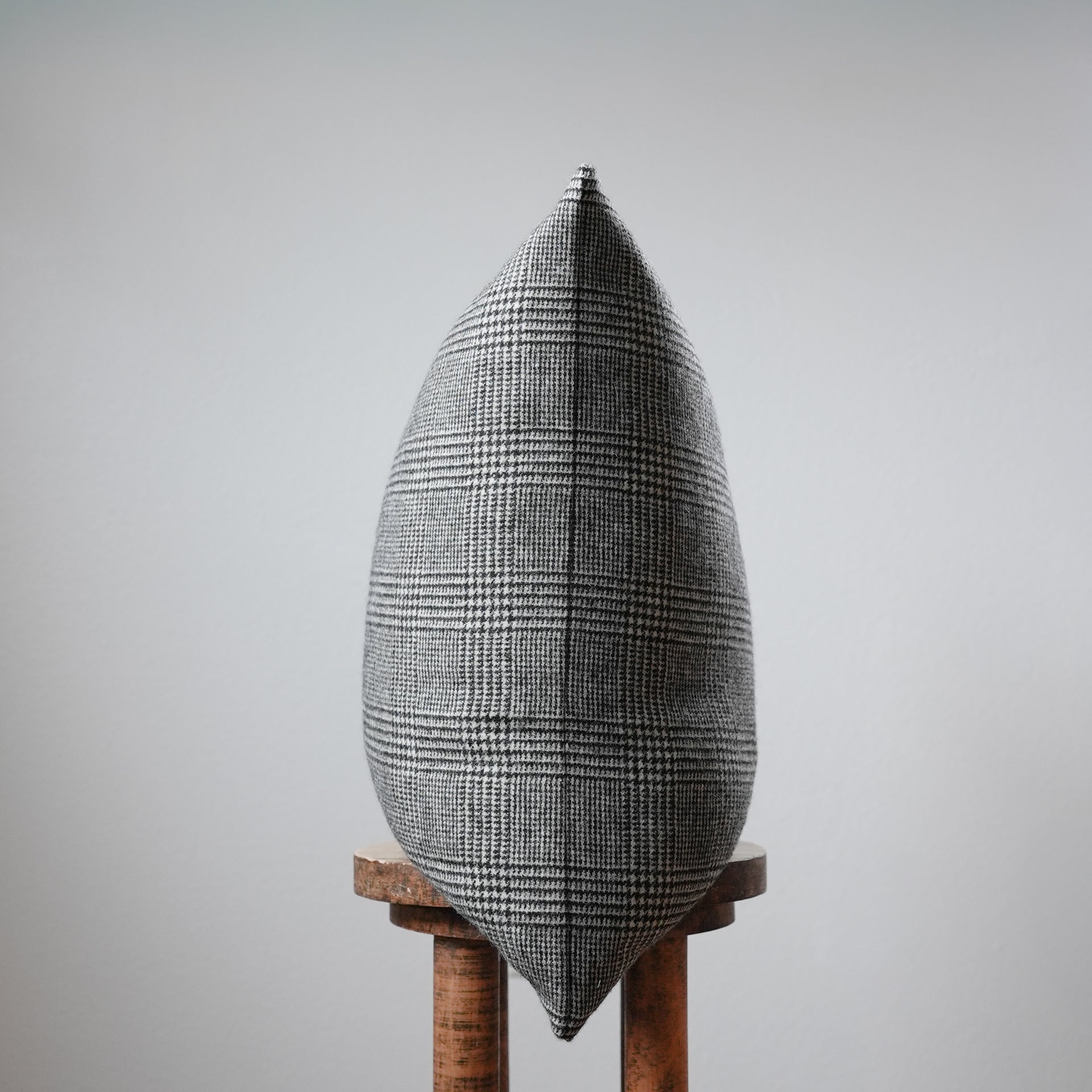 Black & Cream Houndstooth Plaid Wool Pillow 22x22