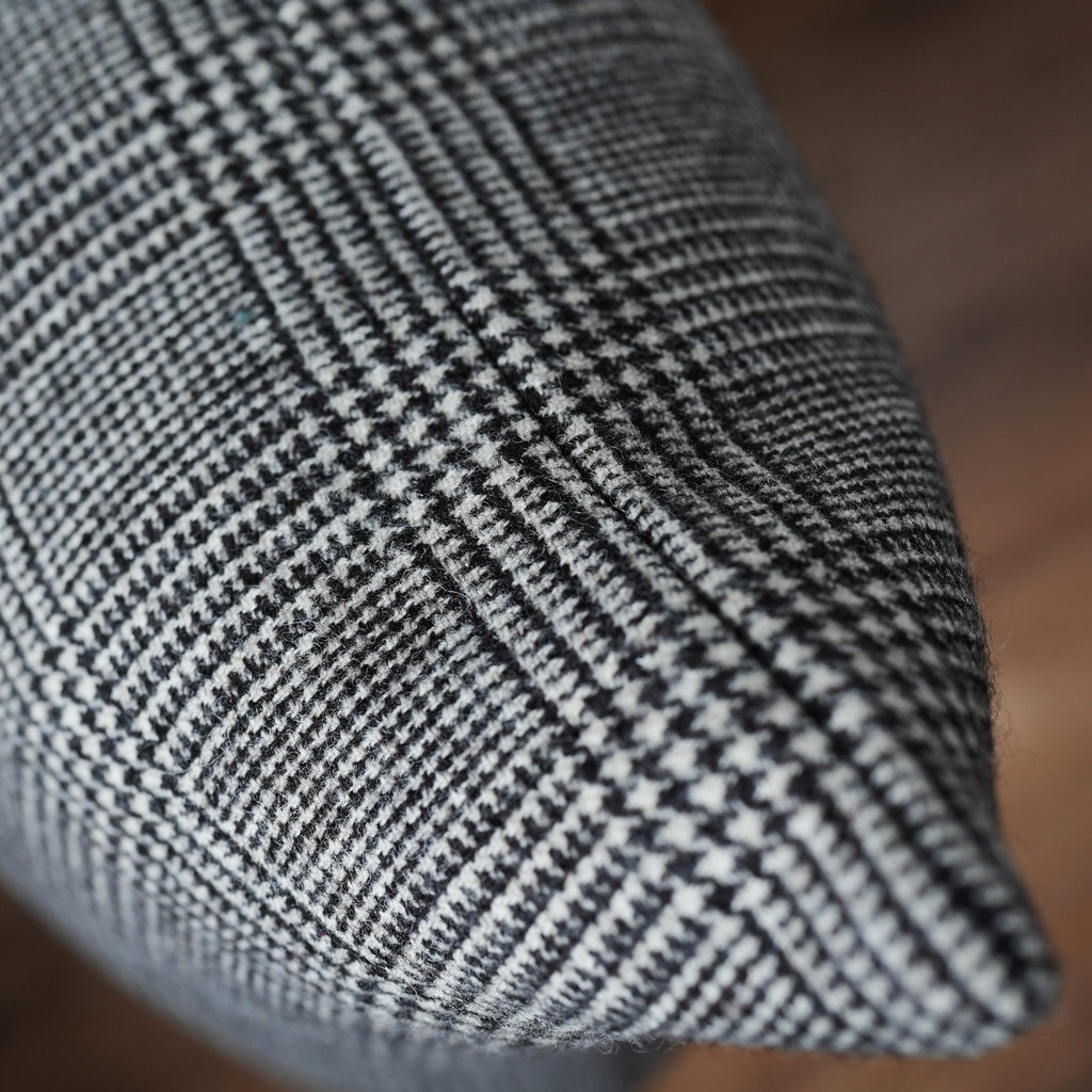 Black & Cream Houndstooth Plaid Wool Pillow 22x22