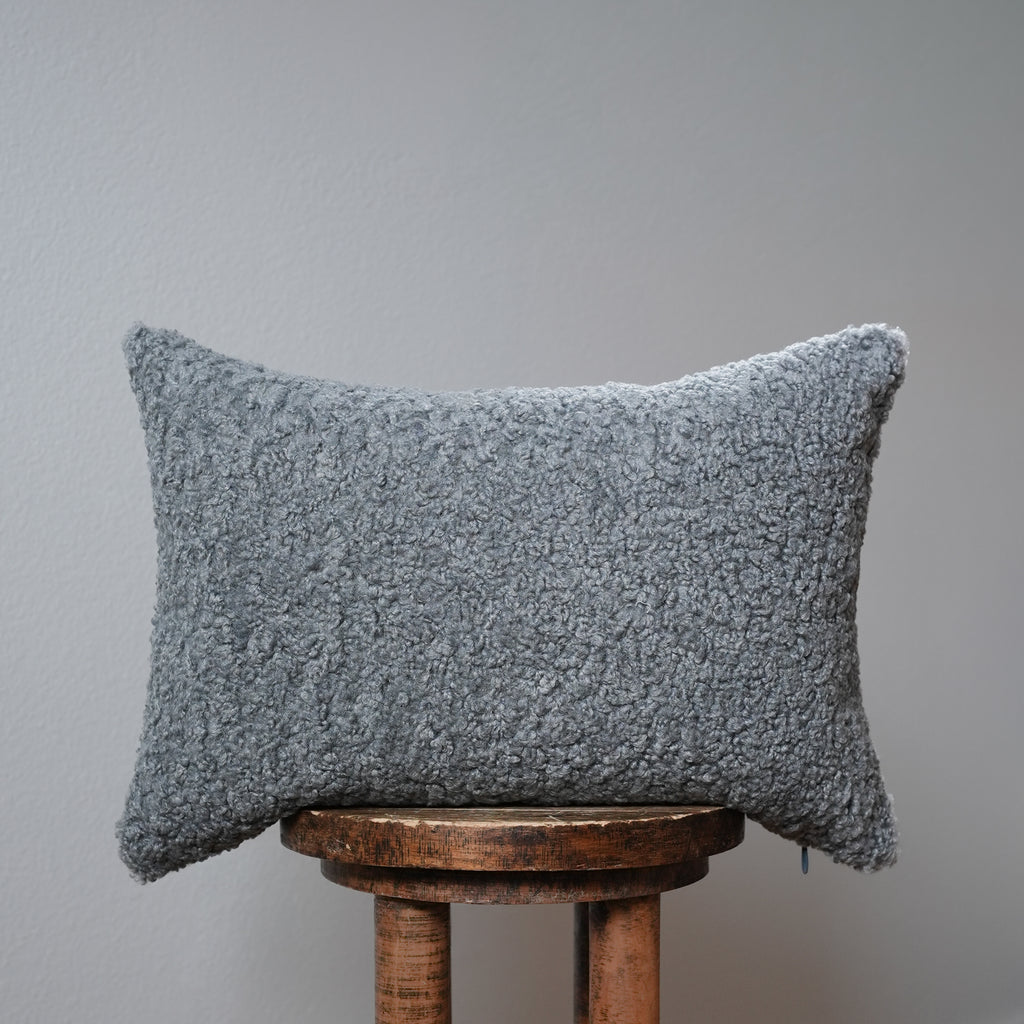 Curly Grey Boucle Pillow 14x20