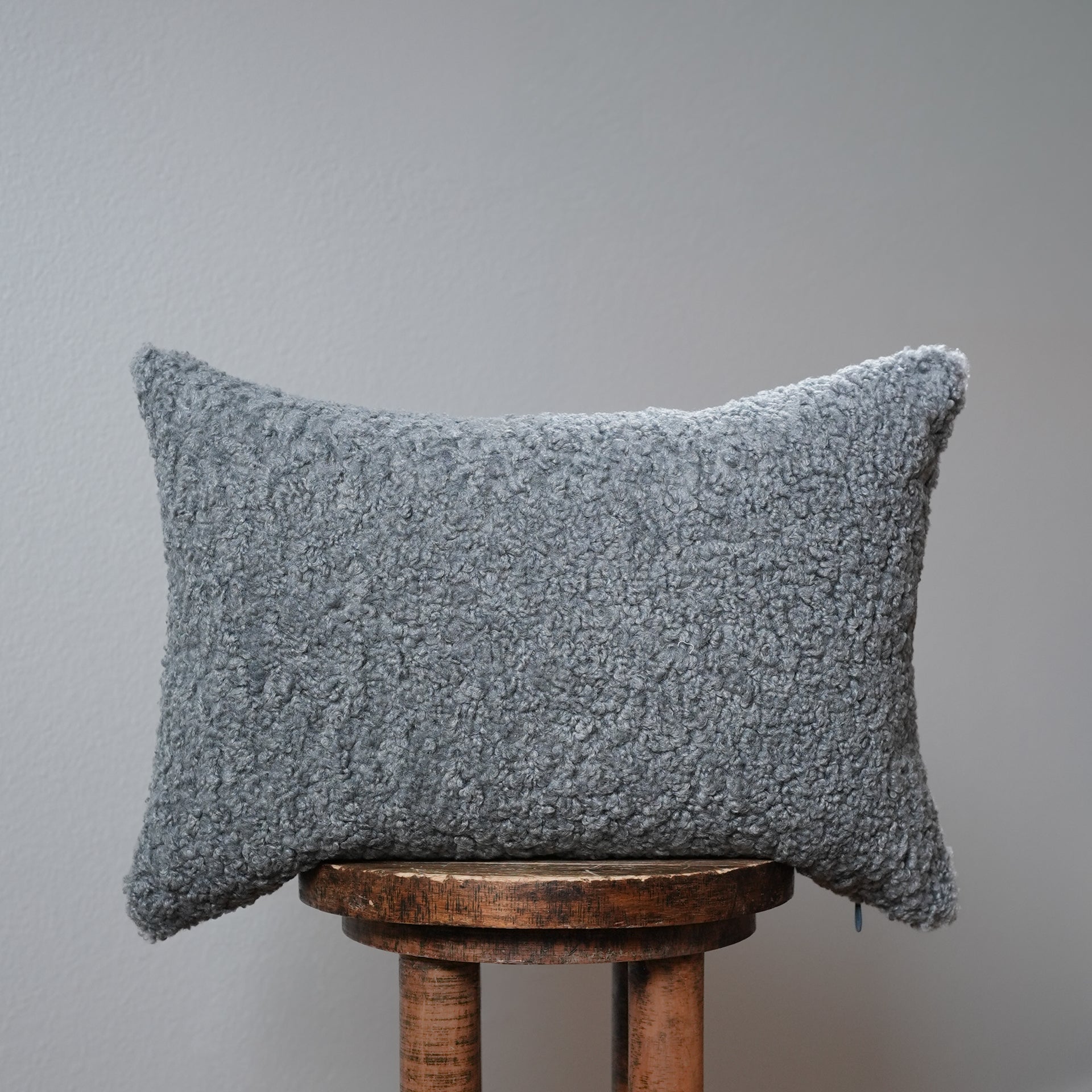 Curly Grey Boucle Pillow 14x20