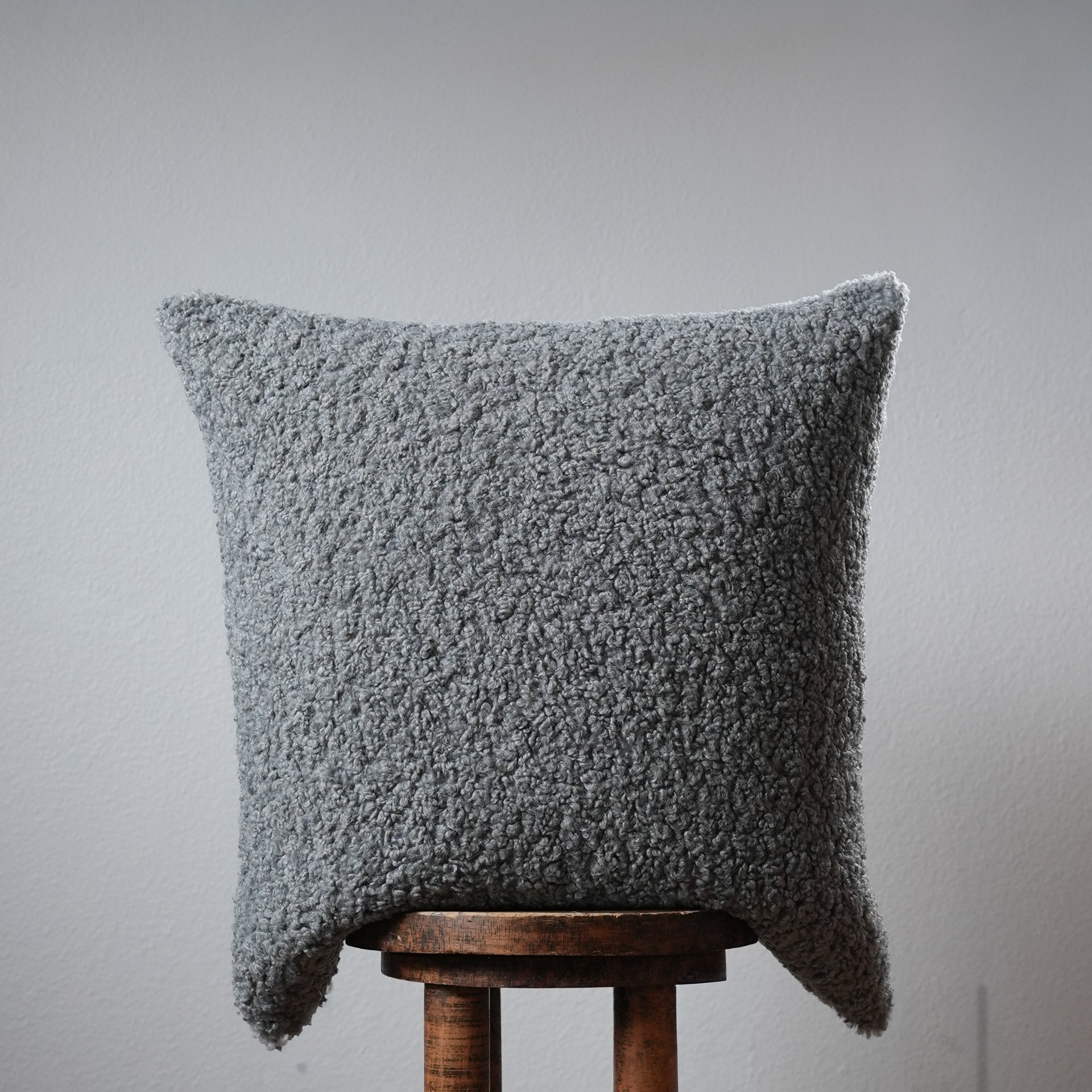 Curly Grey Boucle Pillow 22x22