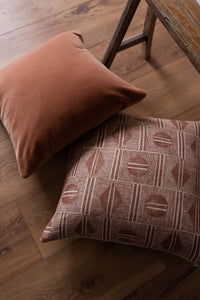 Canyon Red Geometric Linen Pillow 22x22