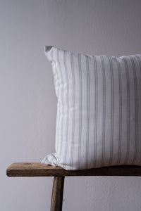 Blue Stitch on White Linen Pillow 22x22