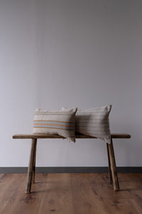 Tan & Brown Stripe Linen Lumbar Pillow 13x22