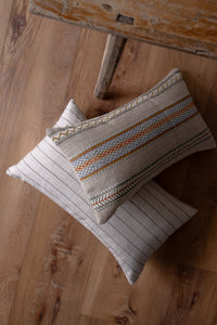 Tan & Brown Stripe Linen Lumbar Pillow 13x22