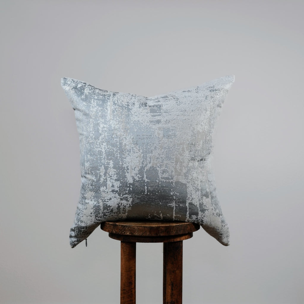 Abstract Cloudy Grey and Silver Pillow 22x22