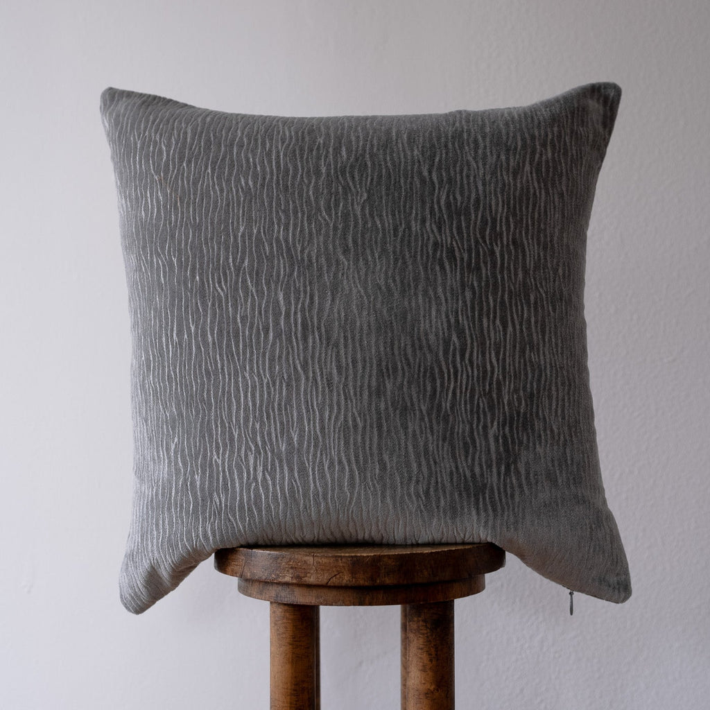 Grey Blue River Ripples Velvet Pillow 22x22