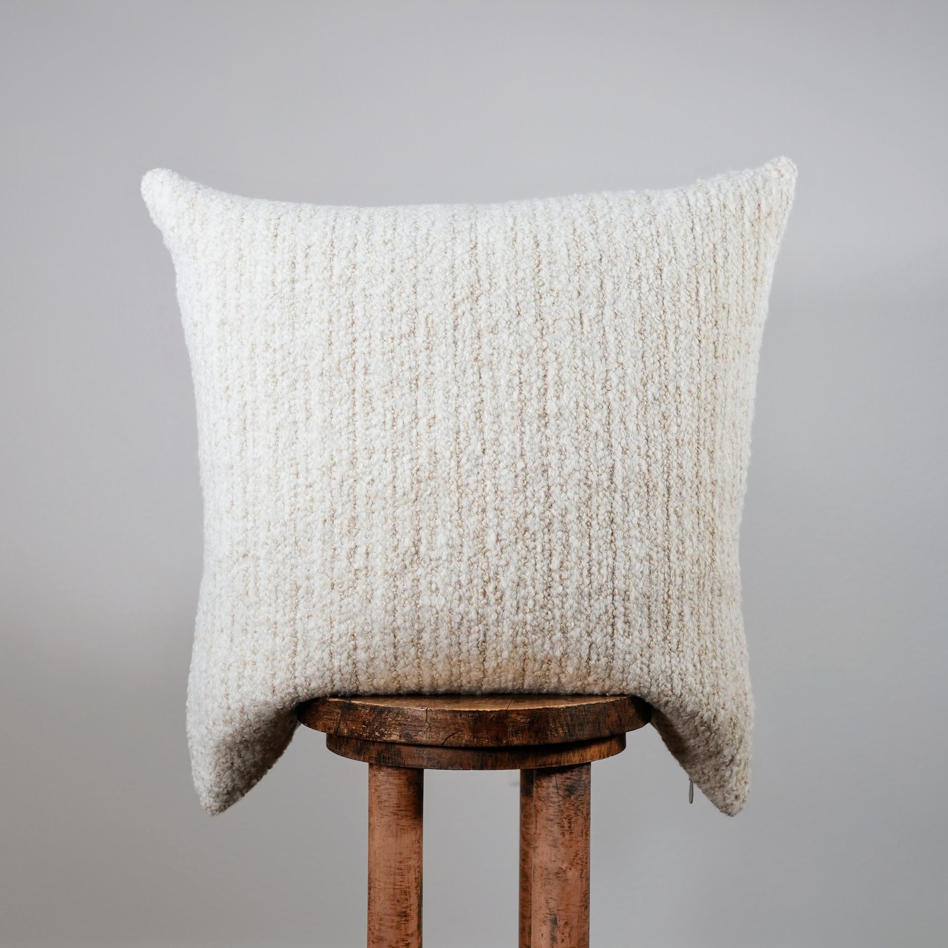 Cream White Wool with Beige Striations Pillow 24x24