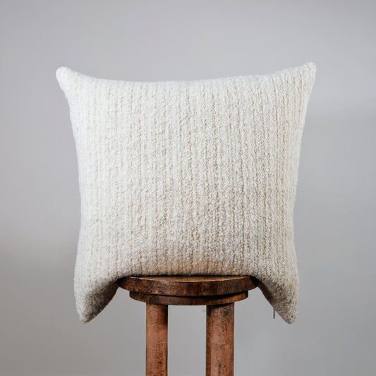 Cream White Wool with Beige Striations Pillow 24x24