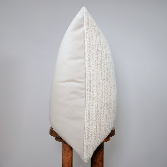 Cream White Wool with Beige Striations Pillow 24x24