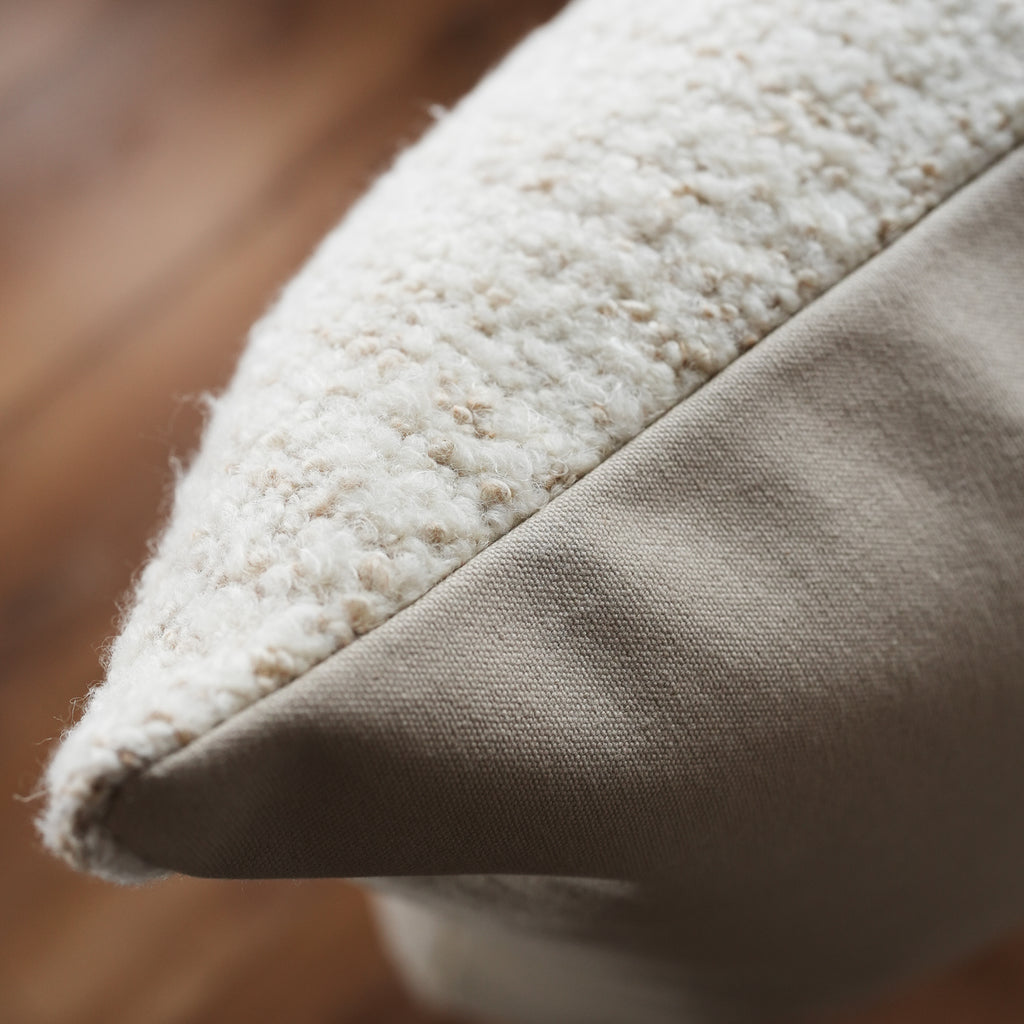 Cream White Wool with Beige Striations Pillow 24x24