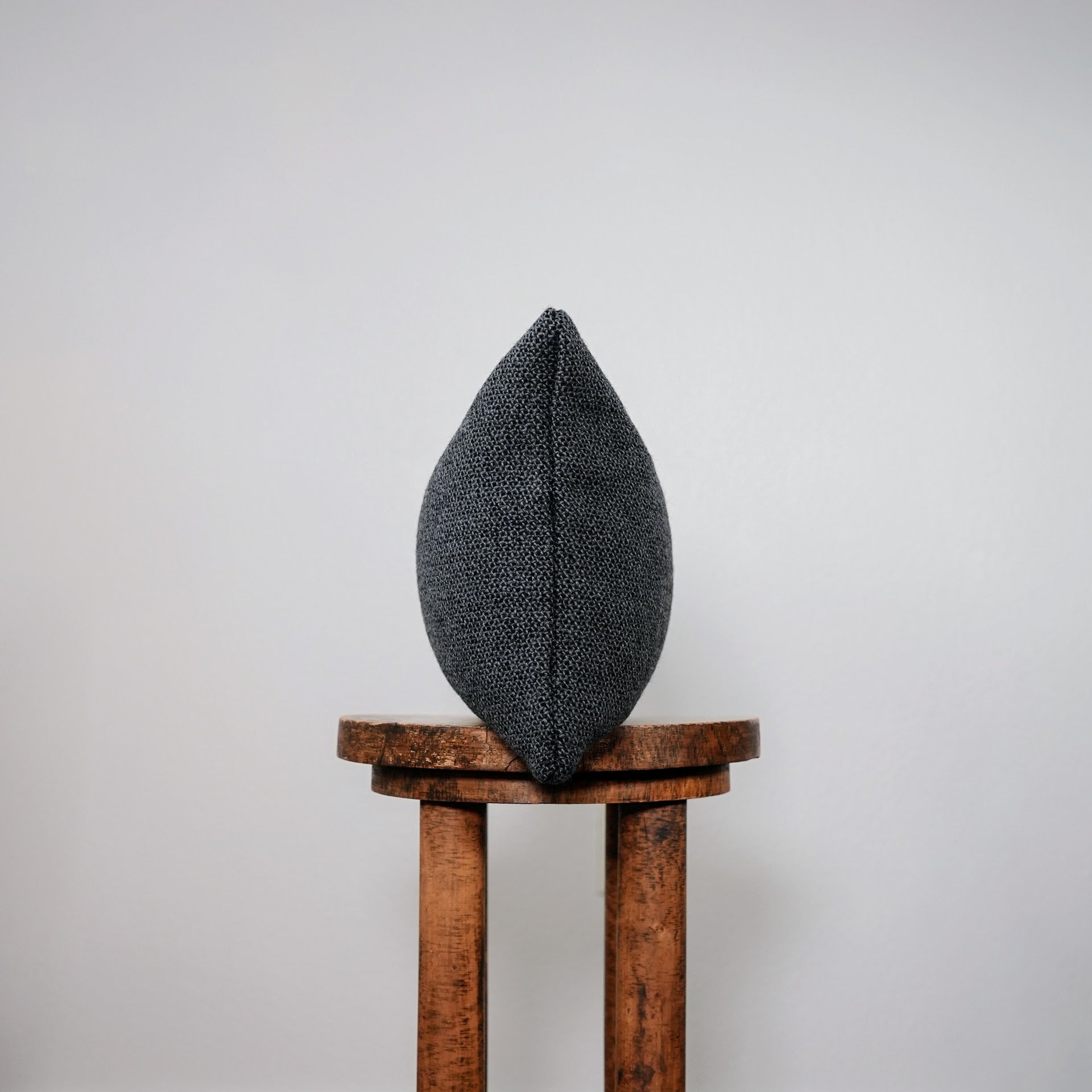 Black and Grey Woven Wool Lumbar Pillow 12x19