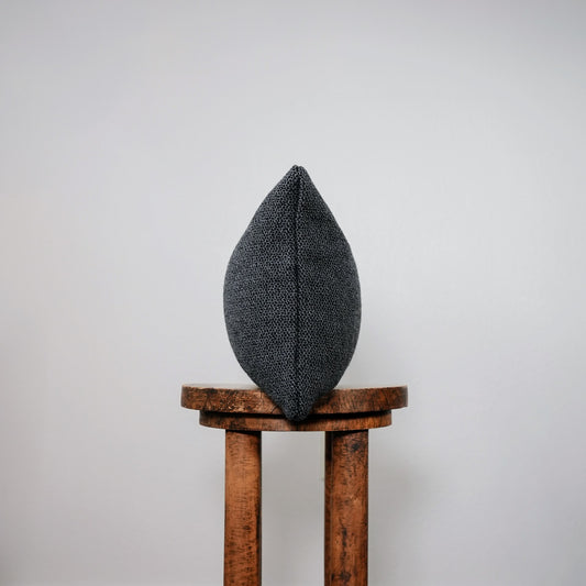 Black and Grey Woven Wool Lumbar Pillow 12x19