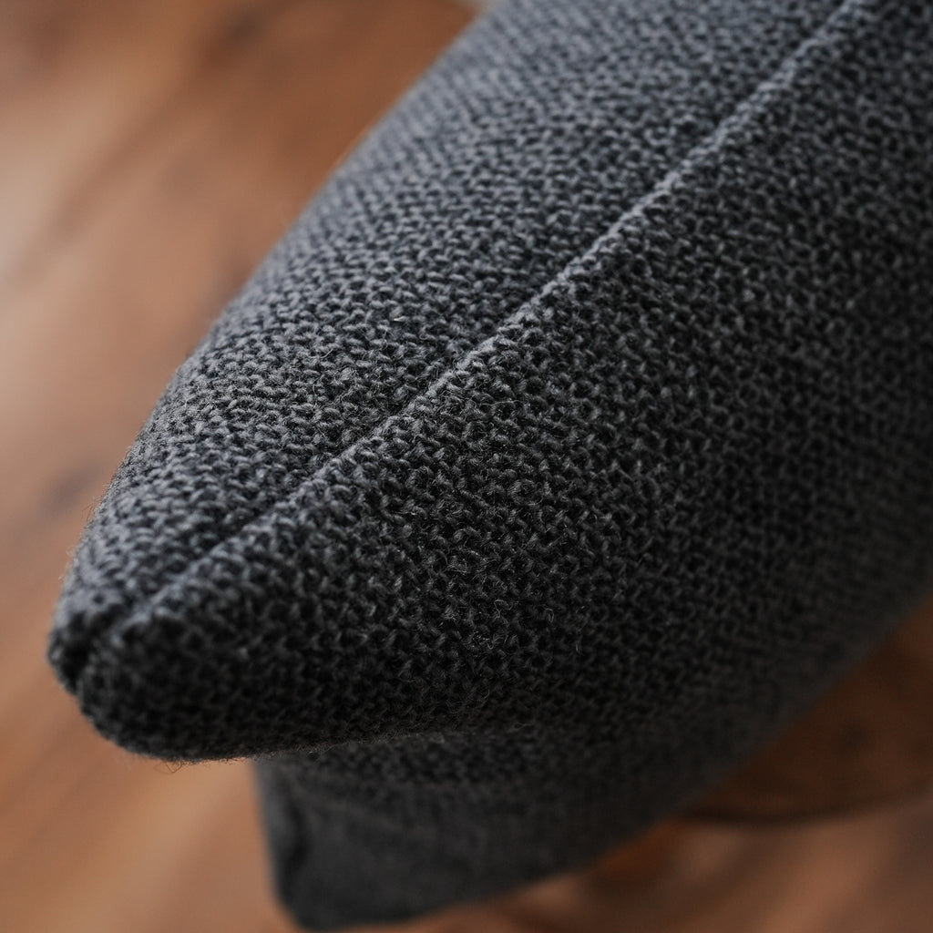 Black and Grey Woven Wool Lumbar Pillow 12x19