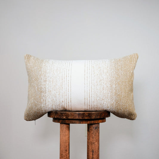 Cream and Beige Ombre Striped Wool Pillow 13x22