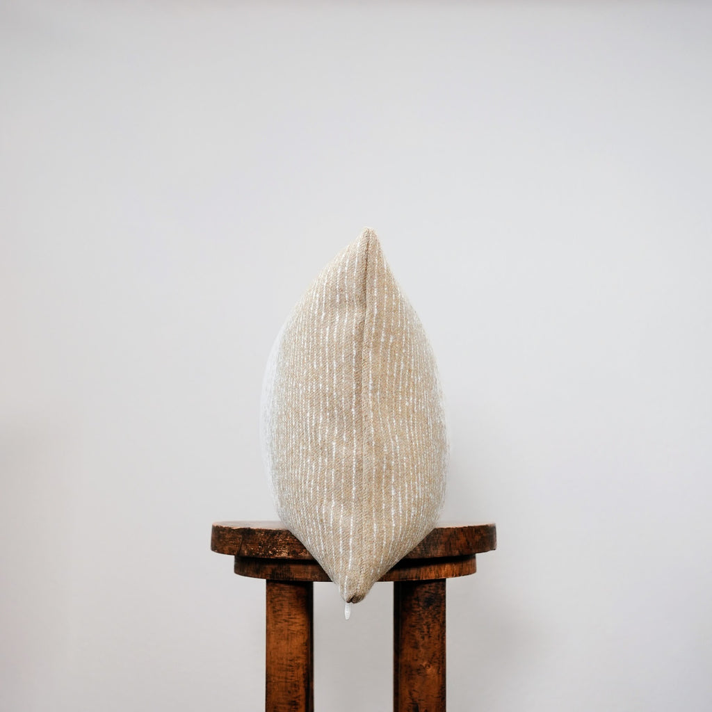 Cream and Beige Ombre Striped Wool Pillow 13x22