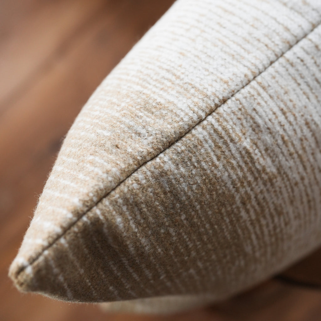 Cream and Beige Ombre Striped Wool Pillow 13x22