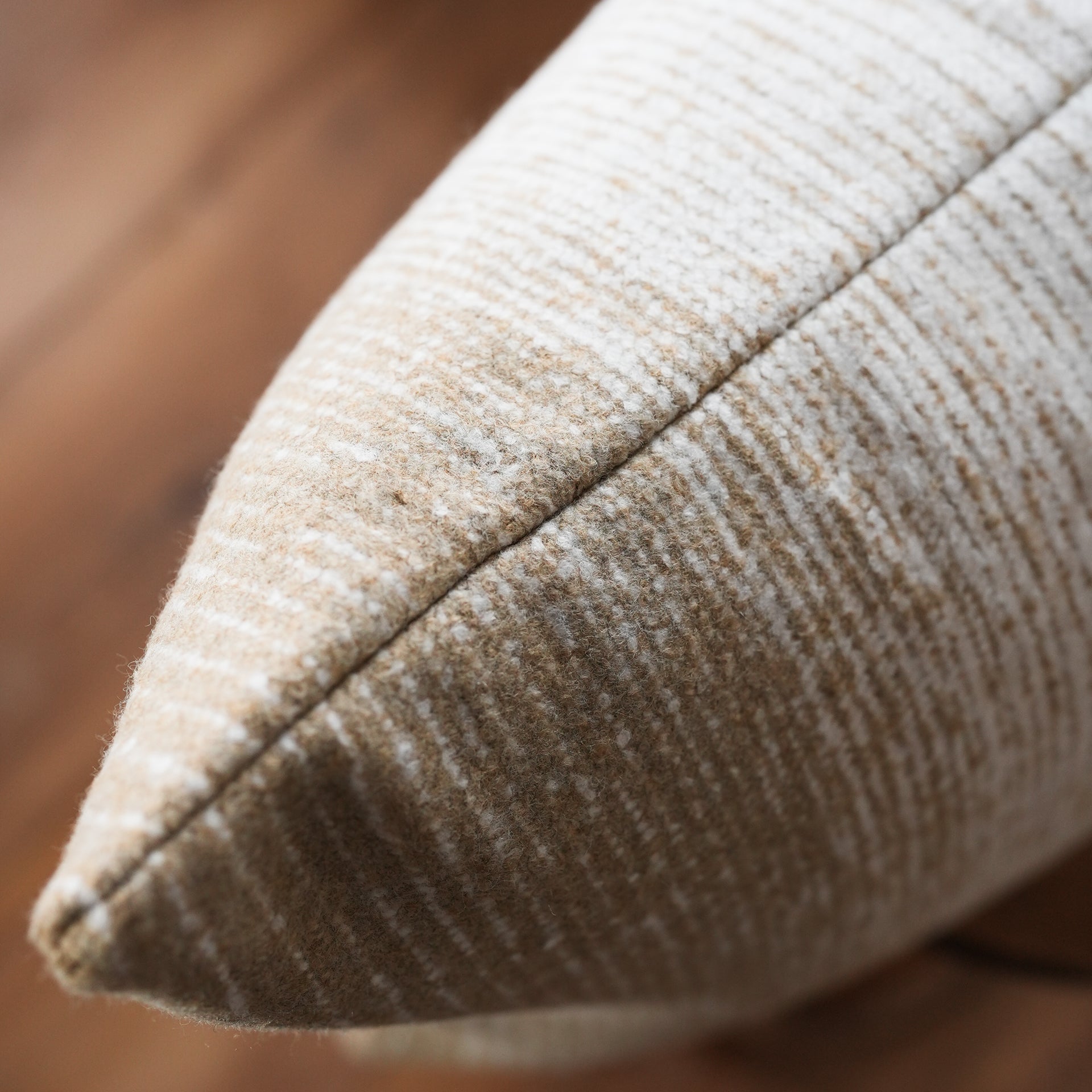 Cream and Beige Ombre Striped Wool Pillow 13x22