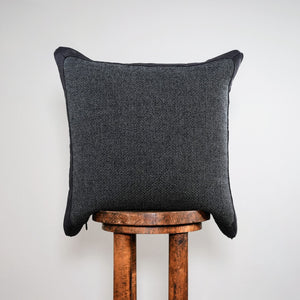Black & Grey Woven Wool with Black Tape Frame Pillow 20x20