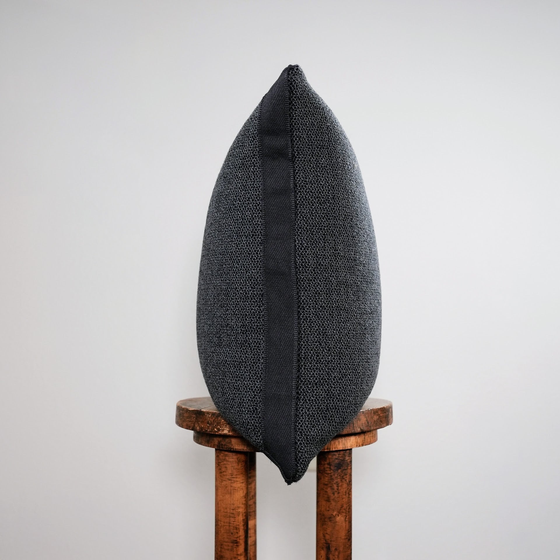 Black & Grey Woven Wool with Black Tape Frame Pillow 20x20