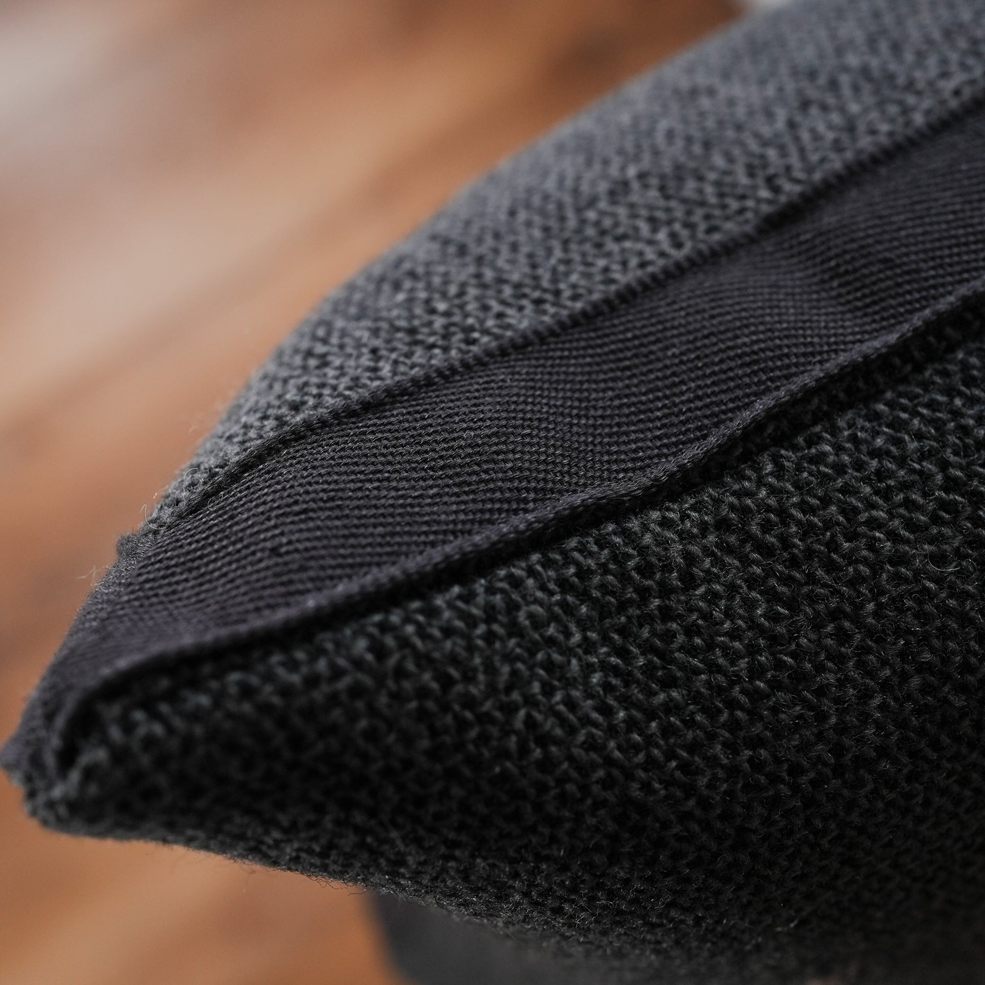 Black & Grey Woven Wool with Black Tape Frame Pillow 20x20