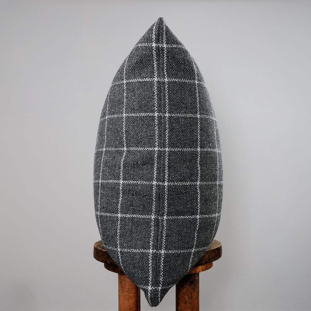 Grey & White Plaid Linen Pillow 22x22
