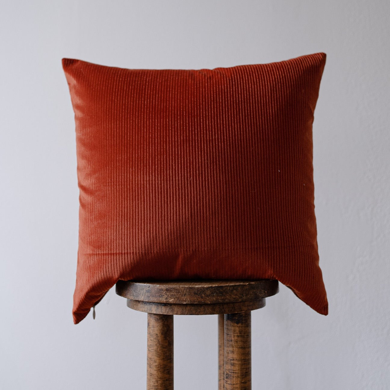 Red Orange Ribbed Velvet Pillow 20x20