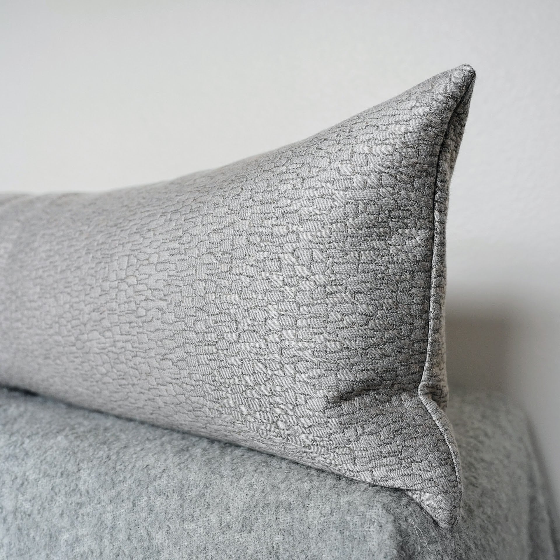Shades of Grey Abstract Pattern Lumbar Pillow 14x48