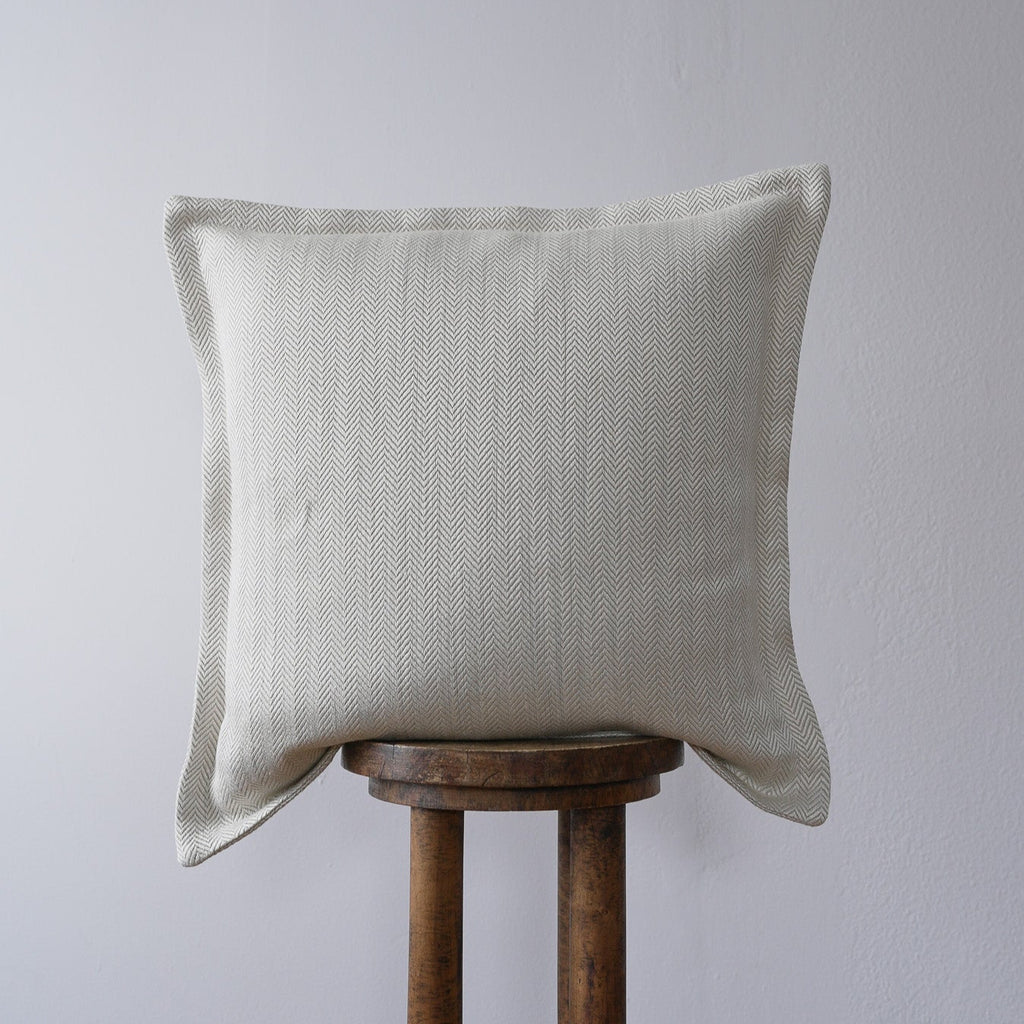 Natural Linen with White Silk Chevron & Flange Pillow 22x22