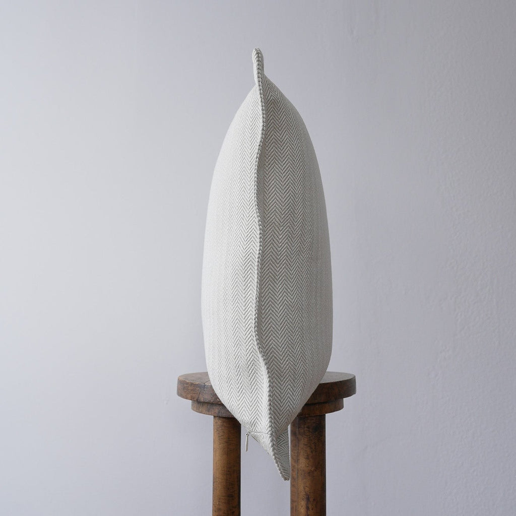 Natural Linen with White Silk Chevron & Flange Pillow 22x22