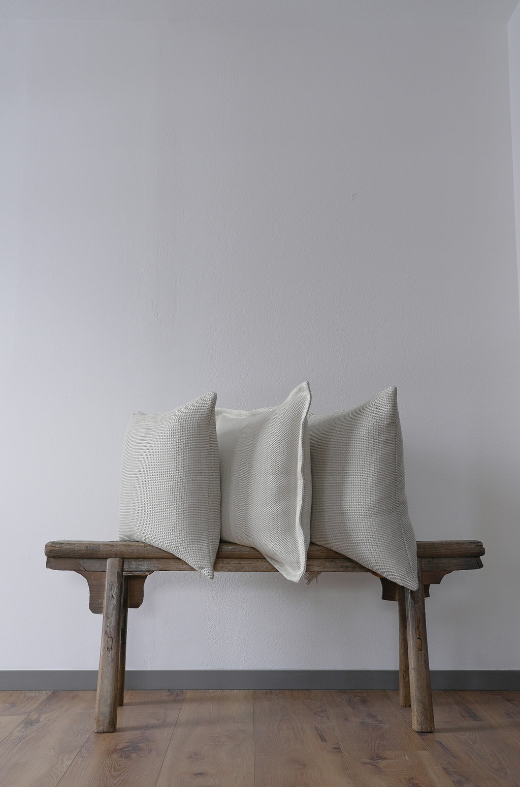 Natural Linen with White Silk Chevron & Flange Pillow 22x22