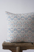 Load image into Gallery viewer, Blue Orange Rust Geometric on Linen Pillow 20x20
