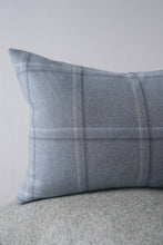 Load image into Gallery viewer, Blue Grey Wool Plaid Lumbar Pillow 14x20
