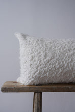 Load image into Gallery viewer, Furry Cream Cotton Lumbar Pillow 14x36
