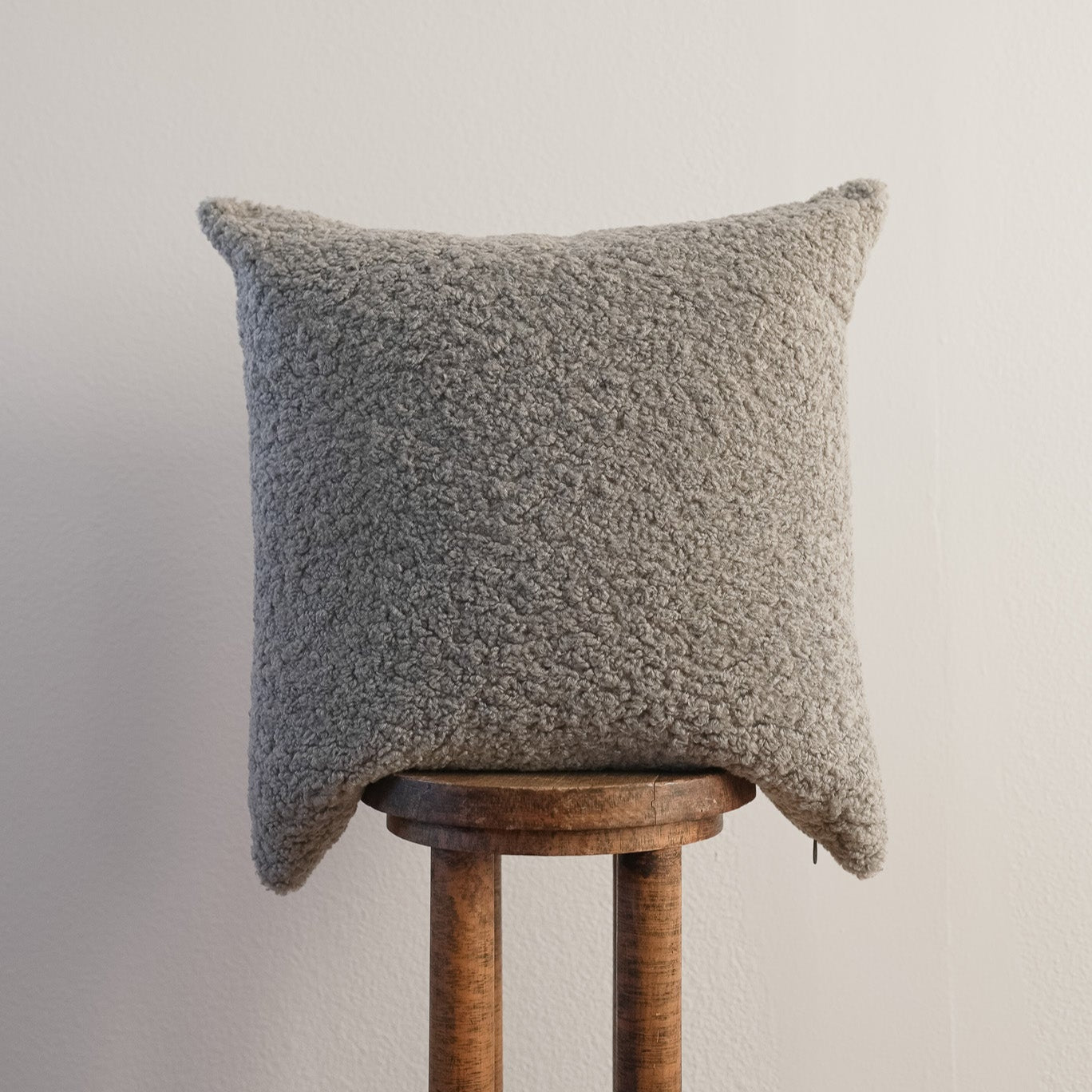 Grey Curly Boucle Pillow 22x22