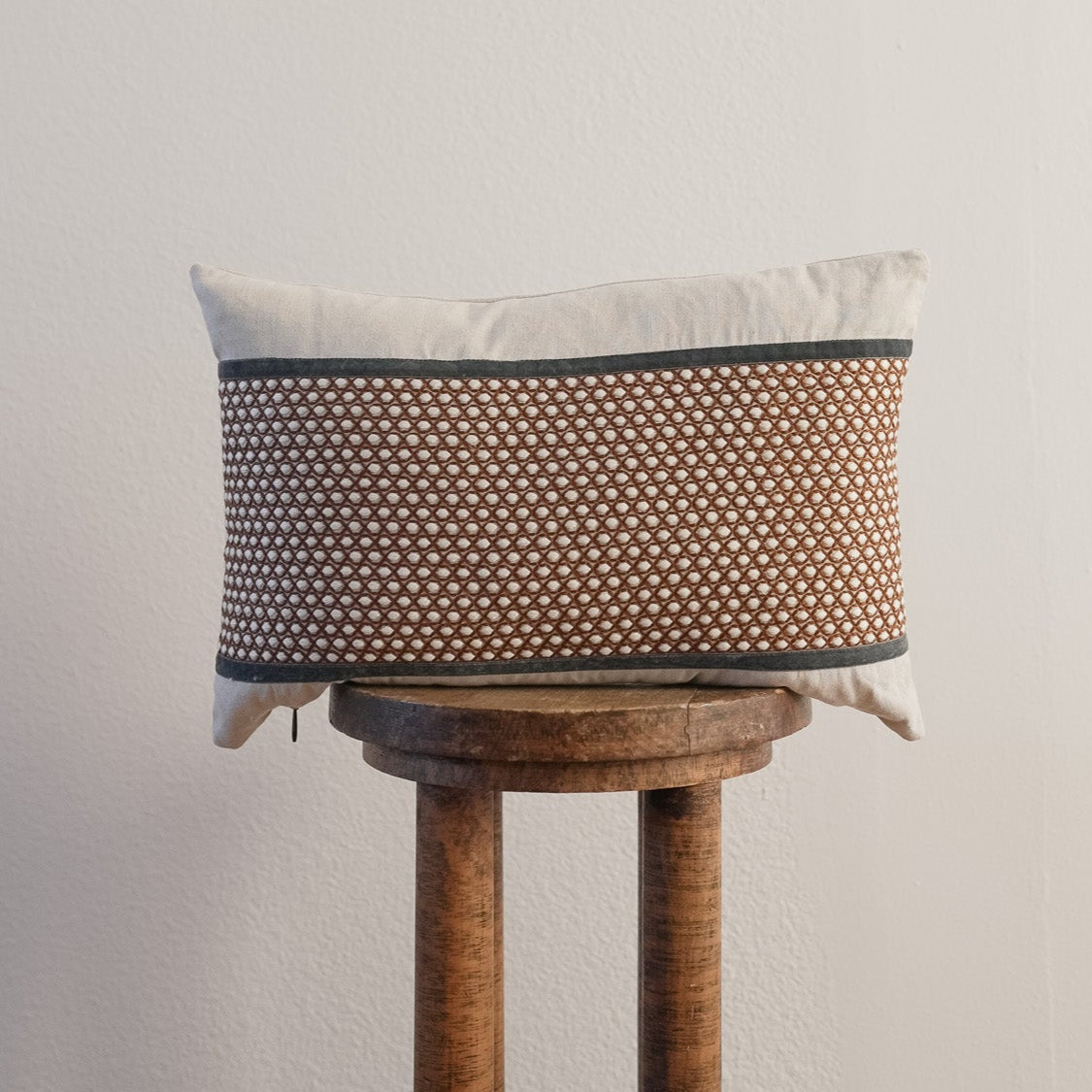 Embroidered Orange Circles Lumbar Pillow 12x18