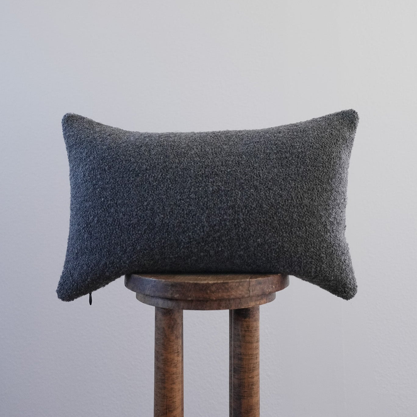 Dark Charcoal Boucle Lumbar Pillow 14x22