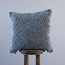 Load image into Gallery viewer, Blue Grey Chenille Chevron Pillow 20x20
