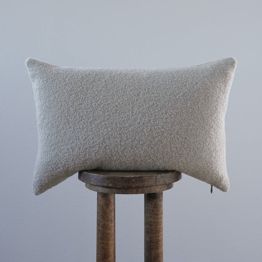 Taupe Nubby Wool Lumbar Pillow 16x24