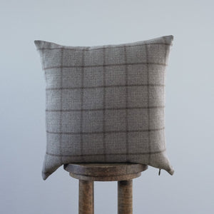 Greige and Rust Plaid Wool Pillow 20x20