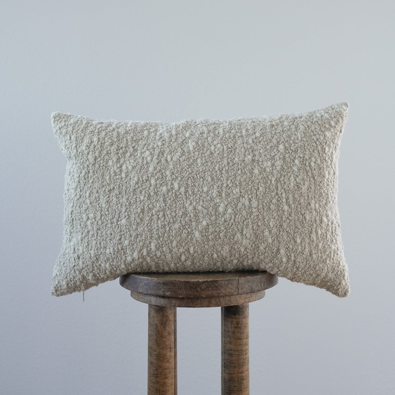 Nubby Cream & Beige Wool Lumbar Pillow 14x22