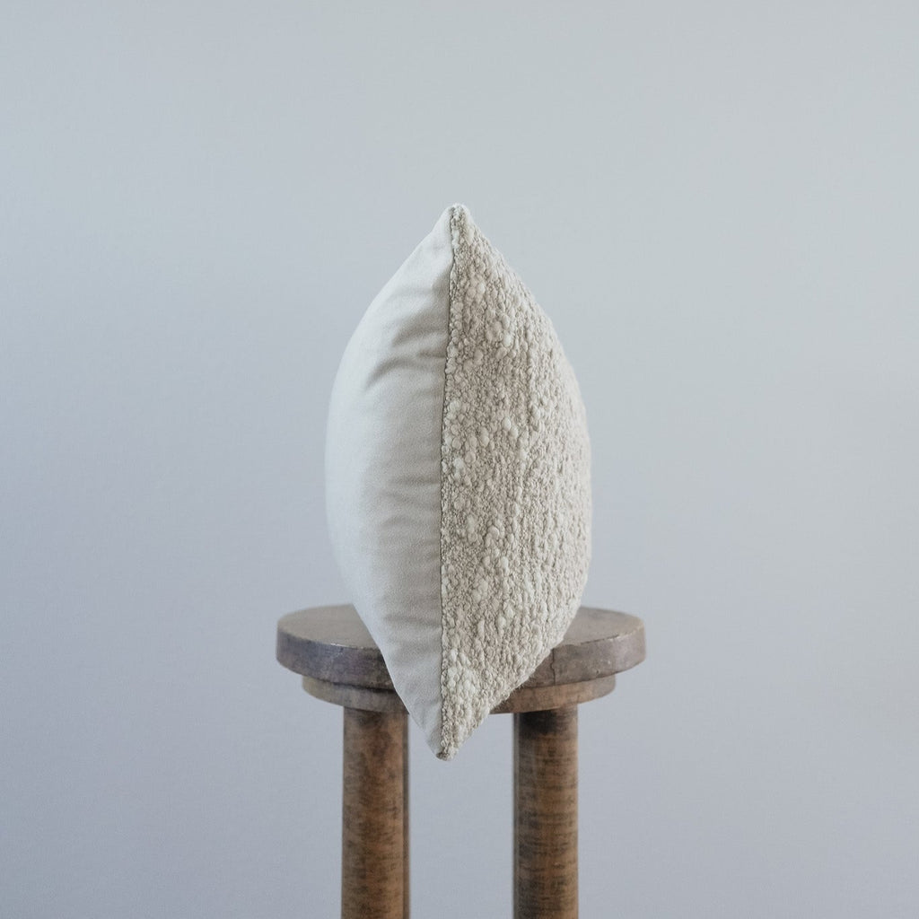 Nubby Cream & Beige Wool Lumbar Pillow 14x22