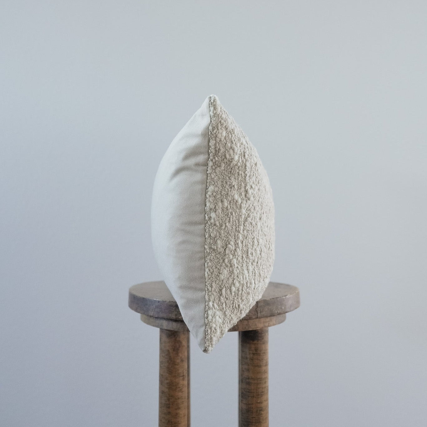 Nubby Cream & Beige Wool Lumbar Pillow 14x22