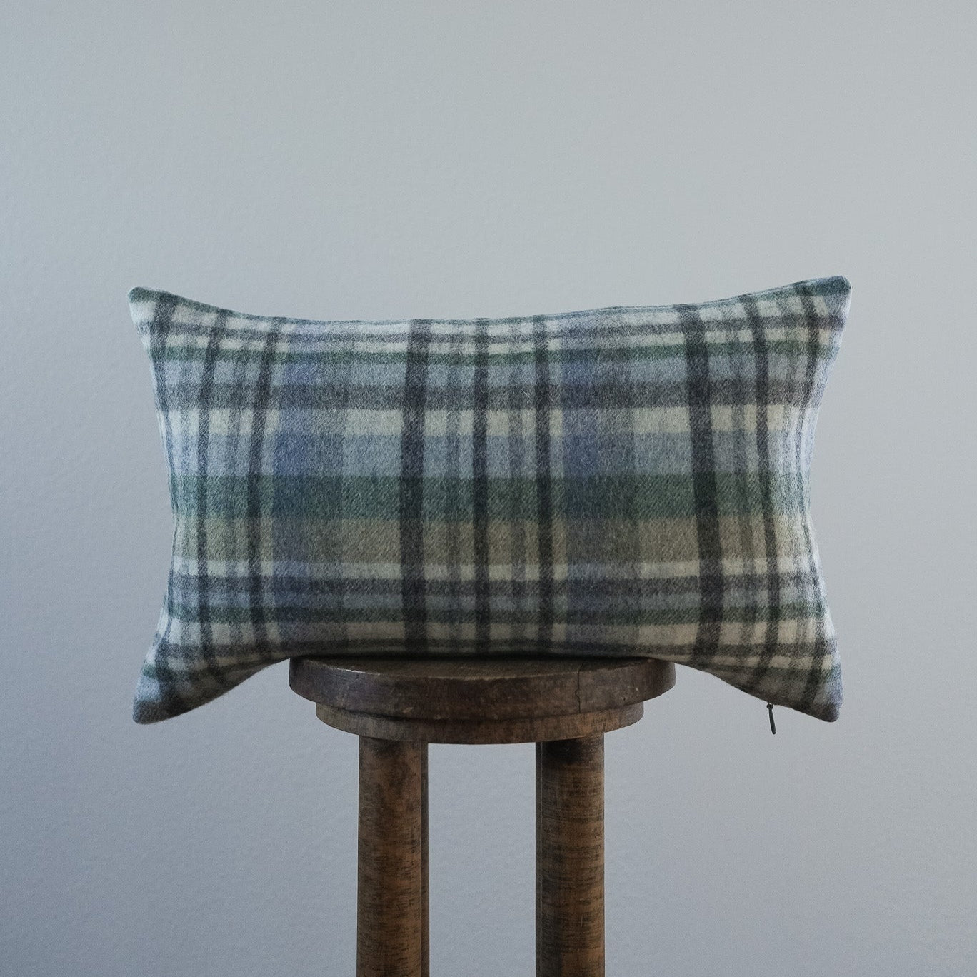 Blue, Yellow & Green Plaid Lumbar Pillow 14x22