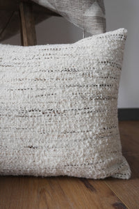 Cream Wool with Stripes Lumbar Pillow 14x20