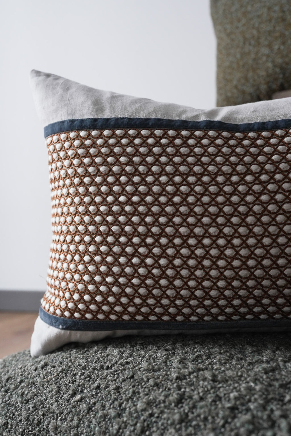 Embroidered Orange Circles Lumbar Pillow 12x18